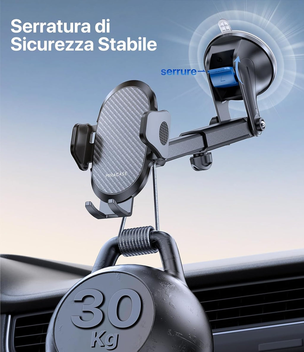 Porta Cellulare Auto [2025 Ventosa Potente] Supporto Telefono Auto 360° Rotazione Porta Telefono Auto per Cruscotto & Parabrezza Universale Automobile Adatto Smartphone Da 4-7.2"